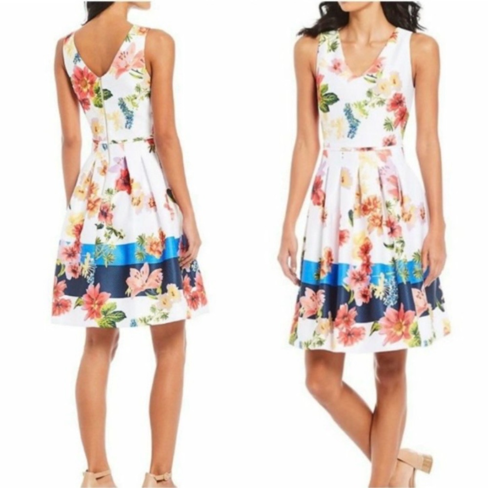 Alex Marie "Selina" V-neck, White, Sleeveless A-line Dress Size 12